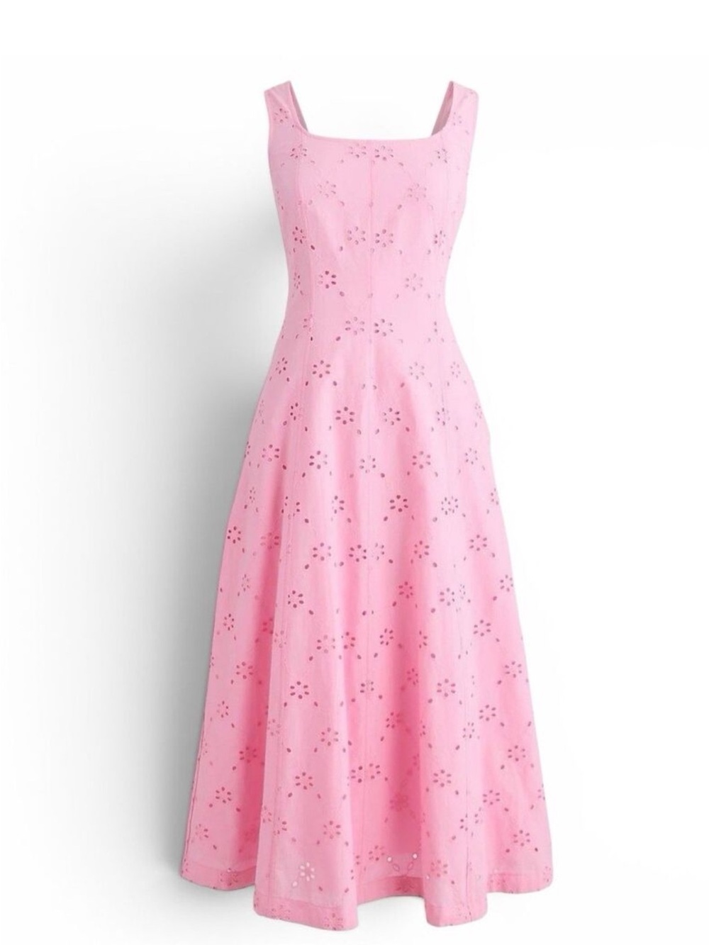 J. Crew Pink Eyelet Midi Dress - Picture 1 of 7